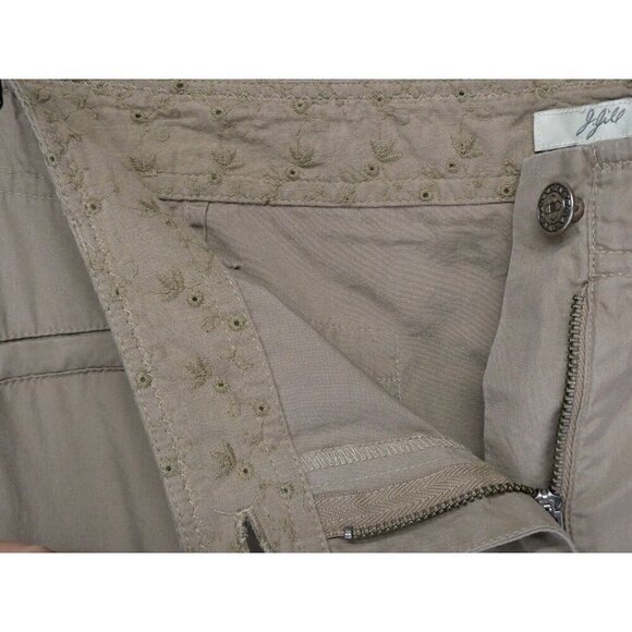 J Jill Pants Size 16 Tan Khaki Beige Cargo Zip pockets Lightweight Cotton Eyelet - Picture 9 of 15